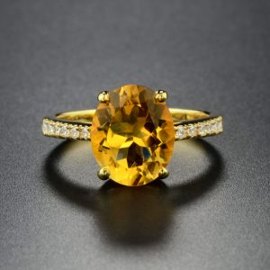 Citrine Diamond Soliaire Solitaire Ring (R3971)