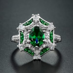 Emerald Diamond Halo Ring (R4176)
