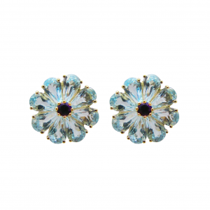 Amethyst Blue Topaz Stud Earrings (E0348)