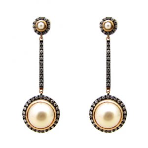 Pearl Diamond Drop Earrings (E0686)