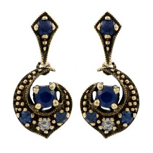 Sapphire Diamond Drop Earrings (E1086)