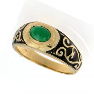 Cabochon Emerald Solitaire Ring (R0230)