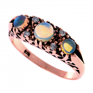 Opal Diamond Three Stone Ring (R0421)