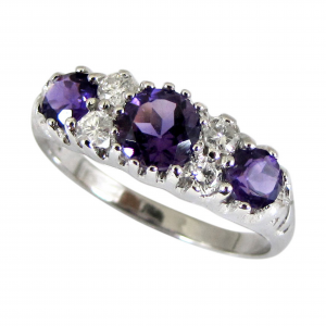 Amethyst Three Stone Ring (R0430)