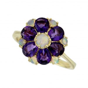Alternative view of Opal Amethyst Cluster Ring (R0532)