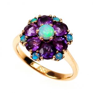 Opal Amethyst Cluster Ring (R0532)