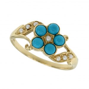 Pearl Turquosie Cluster Ring (R0865)