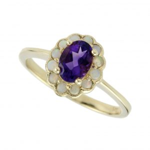 Amethyst Opal Solitaire Engagement Ring (R1082)