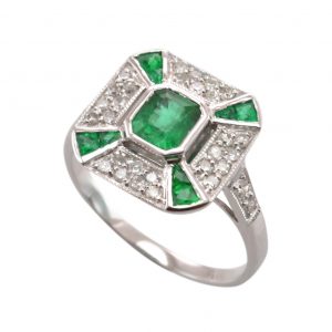 Emerald Diamond Halo Ring (R1083)