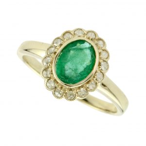 Emerald Diamond Halo Ring (R1169)