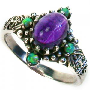 Cabochon Amethyst Opal Engagement Ring (R1190)