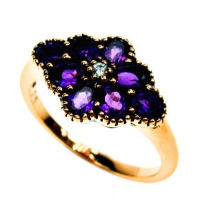 Diamond Amethyst Cluster Ring (R1205)