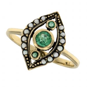 Emerald Pearl Halo Ring (R1260)