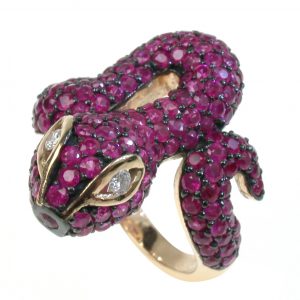 Diamnd Ruby Snake Animal Ring (R1367)