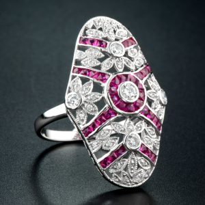 Alternative view of Ruby Diamond Cluster Ring (R1413)
