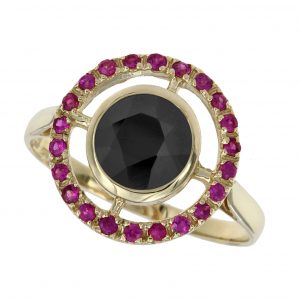 Onyx Ruby Halo Ring (R1425)