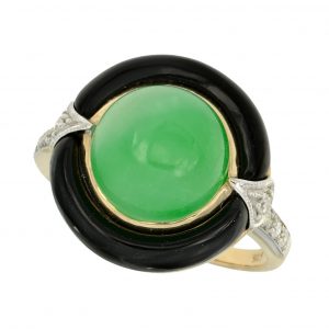 Jade Onyx Diamond Ring (R1712)