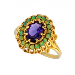 Amethyst Opal Halo Ring (R1715)