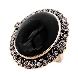 Onyx Diamond Halo Ring (R1882)