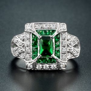 Emerald Diamond Halo Engagement Ring (R1953)
