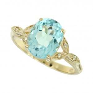Blue Topaz Diamond Soliatire Ring (R2097)
