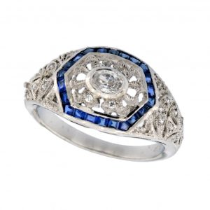 Diamond Sapphire Cluster Ring (R2373)