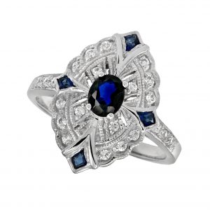 Sapphire Diamond Cluster Engagement Cluster Ring (R2459)