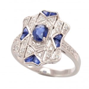 Sapphire Diamond Cluster Ring (R2461)