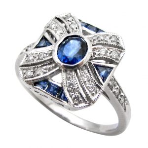 Sapphire Diamond Cluster Ring (R2463)
