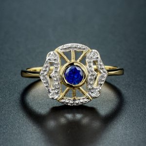 Alternative view of Sapphire Diamond Halo Ring (R2524)