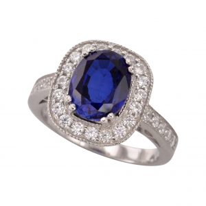 Sapphire Diamond Halo Engagement (R2917)
