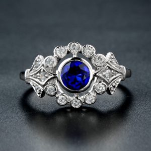 Sapphire Diamond Halo Ring (R3140)
