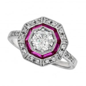 Diamond Ruby Halo Engagement Ring (R3606-50)