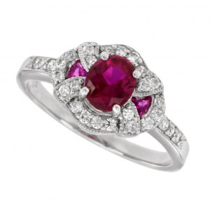 Ruby Diamond Halo Ring (R3717)