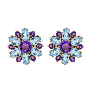 Amethyst Blue Topaz Stud Earrings (E0347)