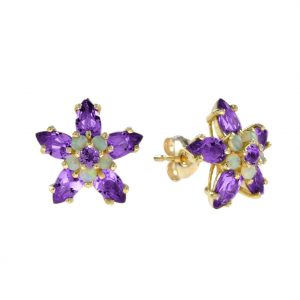 Amethyst Opal Stud Earrings (E0349)
