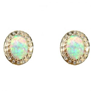 Opal Diamond Stud Earrings (E0538)