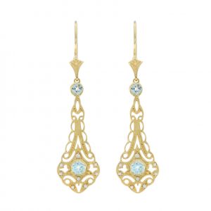 Blue Topaz Pearl Dangle Earrings (E0689)