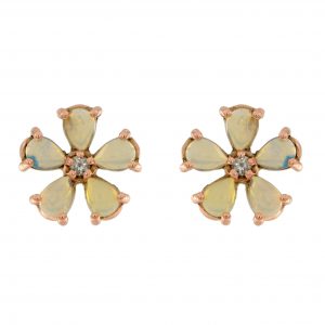 Diamond Opal Stud Earrings (E0697)