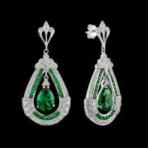 Emerald Diamond Drop Earrings (E0705)