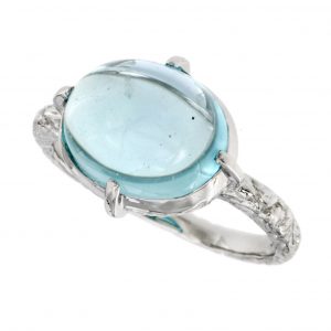 Cabochon Blue Topaz Solitaire Ring (R0539)