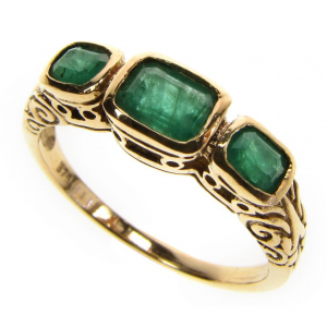 Emerald Three Stone Ring (R0656)