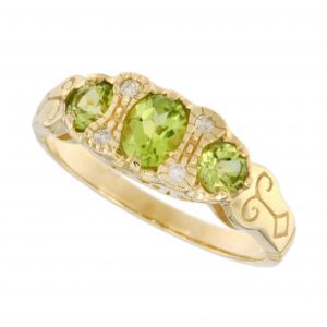 Peridot Diamond Three Stone Ring (R0883)