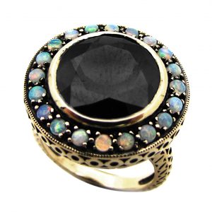 Onyx Opal Engagement Ring (R1274)
