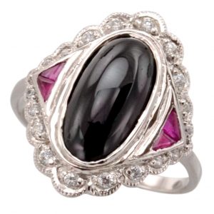 Onyx Ruby Diamond Cocktail Ring (R1456)