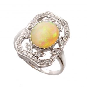 Opal Diamond Halo Ring (R1458)