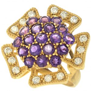 Amethsyt Diamond Cluster Ring (R1510)