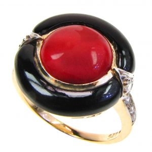 Red Agate Onyx Diamond Ring (R1712)