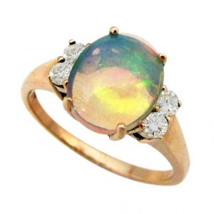 Opal Diamond Solitaire Engagement Ring (R1924)