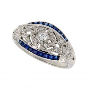 Diamond Sapphire Cluster Ring (R2372)